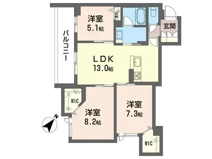 ザ・ワン(3LDK/2階)の間取り写真