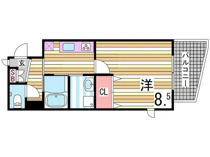カレントスクエア(1K/4階)の間取り写真