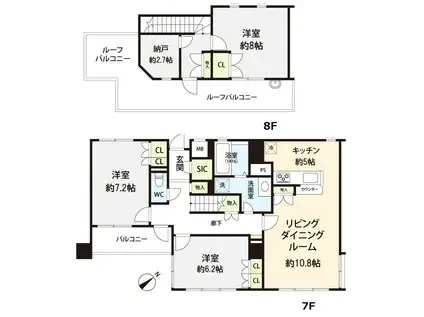 エストグランディール船橋本町(3SLDK/7階)の間取り写真