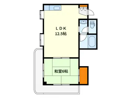 メープルメゾン(1LDK/4階)の間取り写真