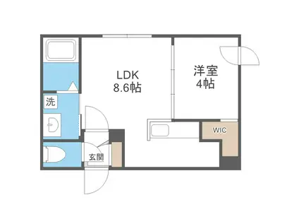 オルセーフラット西町南(1LDK/2階)の間取り写真