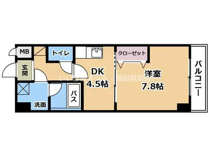 FELICIAうさぎ(1DK/4階)の間取り写真