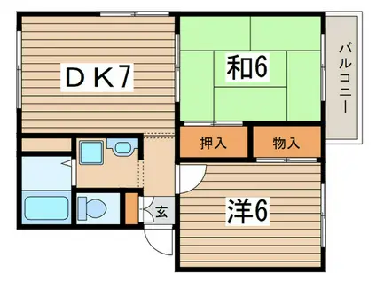 エステートピア道(2DK/3階)の間取り写真