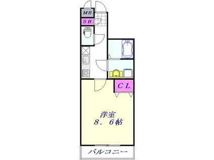 アイビーコート(1K/1階)の間取り写真