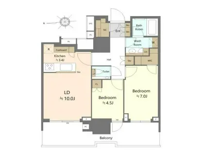 HARUMI FLAG SUN VILLAGE T棟(2LDK/9階)の間取り写真