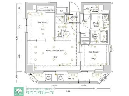 LOG東京スカイツリー(2LDK/9階)の間取り写真