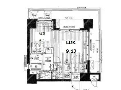 ダイナシティ北浜(1LDK/10階)の間取り写真