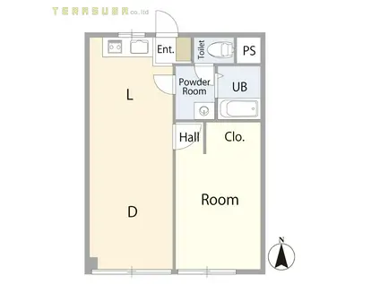 アブアリータ中津留(1LDK/2階)の間取り写真