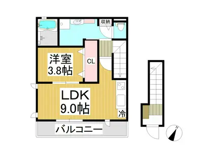 YK FOREST(1LDK/2階)の間取り写真