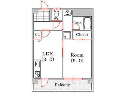 レジデンスみゆき(1LDK/4階)の間取り写真