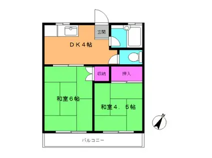 ハイムさつき(2K/2階)の間取り写真