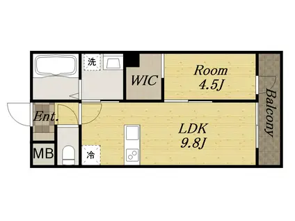 シャインヒルズ(1LDK/1階)の間取り写真