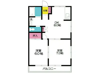 イースタンハイツ(2DK/2階)の間取り写真