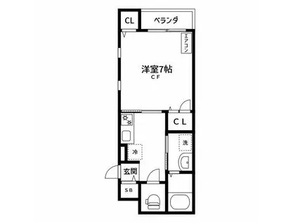 グラス・フィールド(1K/1階)の間取り写真