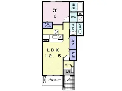植松グランコートC(1LDK/1階)の間取り写真
