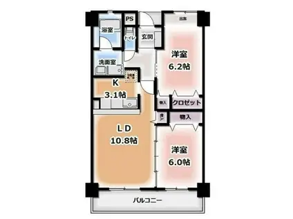 WING BIRD(2LDK/4階)の間取り写真