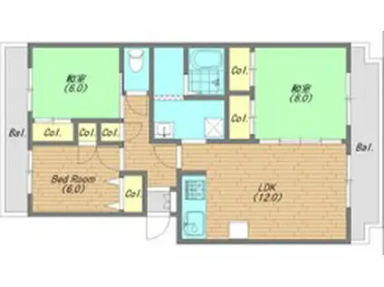 KEレジデンス(3LDK/4階)の間取り写真