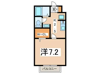 ローズコート(1K/2階)の間取り写真