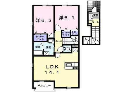 ライスカントリーA(2LDK/2階)の間取り写真
