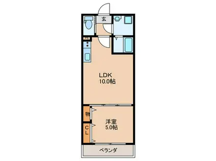 アトランティス入間(1LDK/2階)の間取り写真