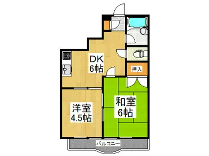 ジェネシスパートII(2DK/2階)の間取り写真