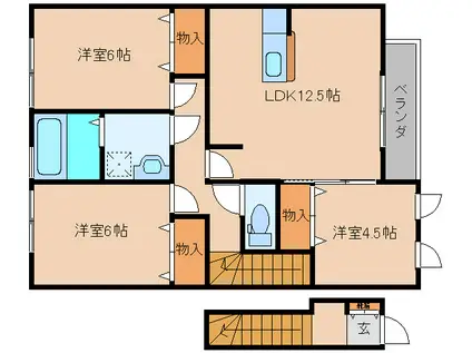 メナス二上(3LDK/2階)の間取り写真