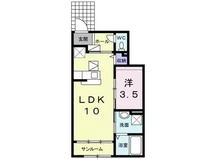 ハピネス メゾン 二日市(1LDK/1階)の間取り写真