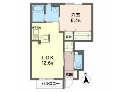メゾンマスト向中野B(1LDK/1階)の間取り写真