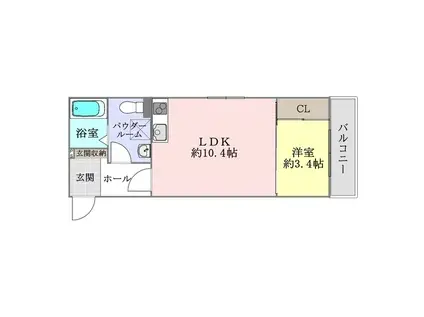 シュライン(1LDK/2階)の間取り写真