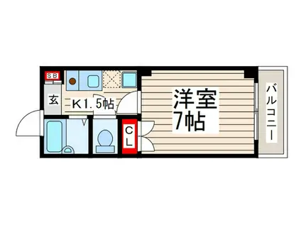 ＪＲ京葉線 葛西臨海公園駅 徒歩23分 3階建 築27年(1K/1階)の間取り写真