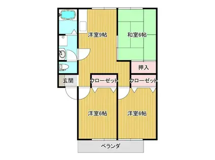 シエスタハイツ大塔(3LDK/2階)の間取り写真