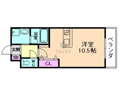 エルスタンザ服部天神(ワンルーム/1階)の間取り写真