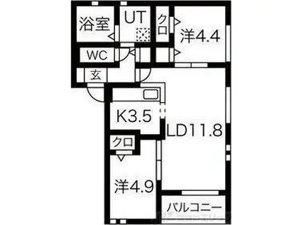 メゾンマグノリアII(2LDK/1階)の間取り写真