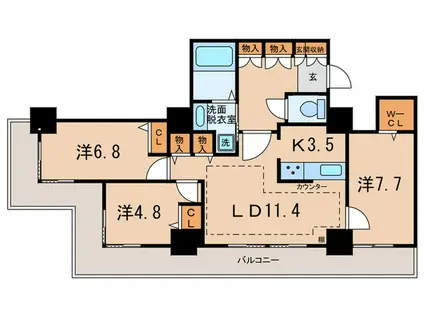 品川シーサイドビュータワー1(3LDK/25階)の間取り写真