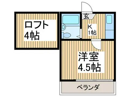 ニューハウス志木(1K/2階)の間取り写真
