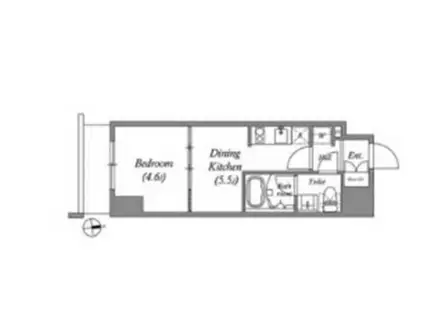 クオリタス浅草橋(1DK/2階)の間取り写真