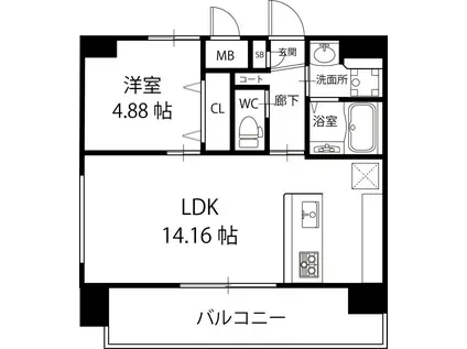 パークヒルズ天保山MOE(1LDK/14階)の間取り写真