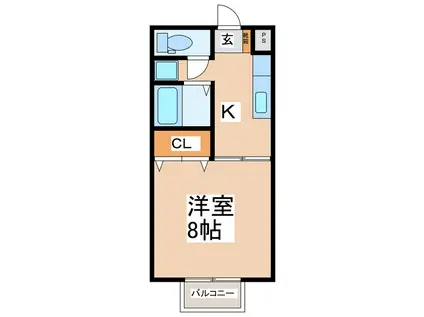 シャインU(1K/2階)の間取り写真