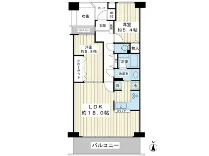 エルシティ新浦安3番館(2LDK/2階)の間取り写真