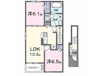 サンライズ 富士広(2LDK/2階)の間取り写真
