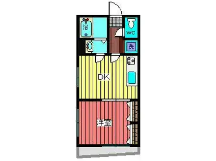 若葉ハイツ(1DK/1階)の間取り写真