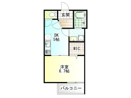 フェリス蛍田(1DK/2階)の間取り写真