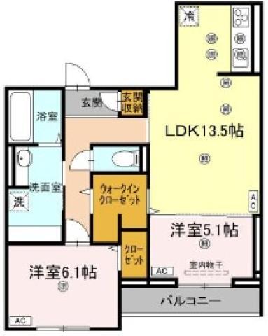 ビルゴ中吉野(2LDK/3階)の間取り写真