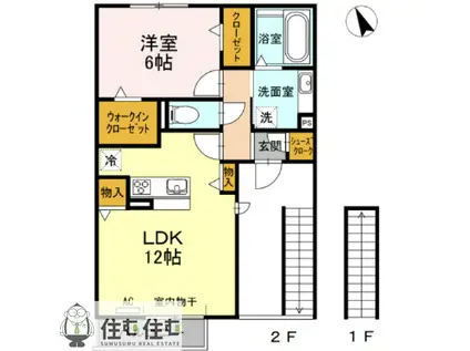 ノートルメゾン II(1LDK/2階)の間取り写真
