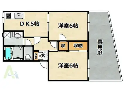 ウィングヒル7(2DK/1階)の間取り写真
