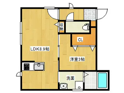 KAIFU東幸町(1LDK/1階)の間取り写真
