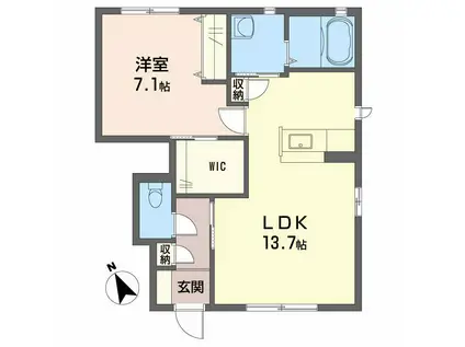 サニーコートB棟(1LDK/1階)の間取り写真