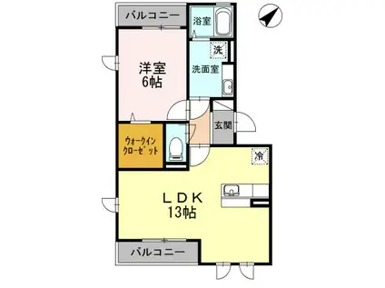 アクアサイド(1LDK/1階)の間取り写真