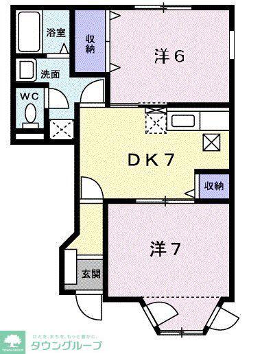 グレースコート2(2DK/1階)の間取り写真
