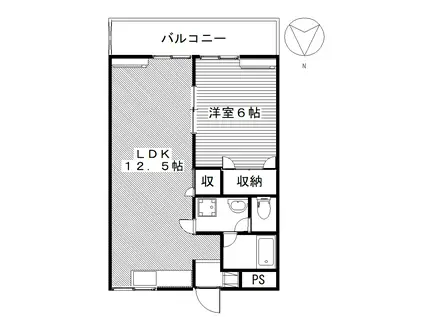 第二サンライフ大嶋(1LDK/1階)の間取り写真